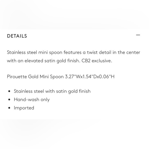 Cb2 pirouette gold mini spoon size 3.27” - Picture 6 of 9